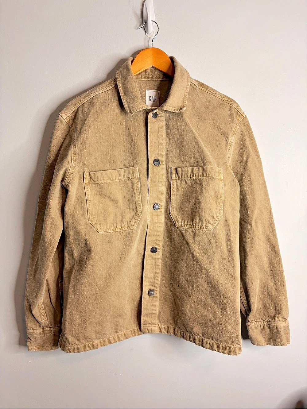 Gap Canvas Relaxed Shirt Jacket Shacket Brown Womens Oversized Small
